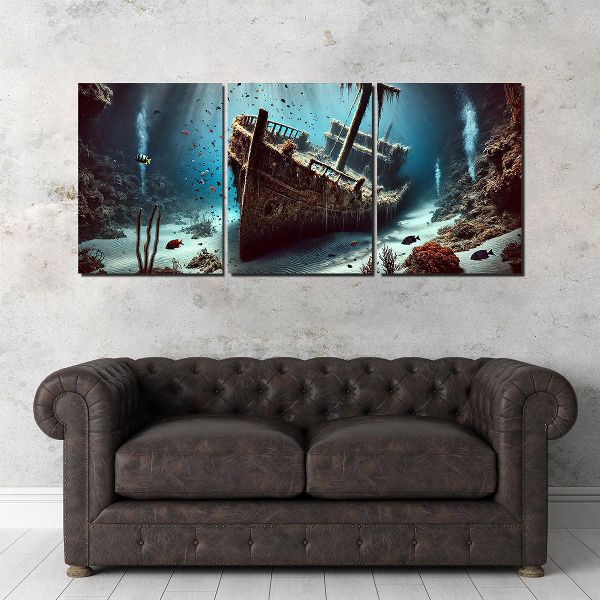 Enchanting Shipwreck on Ocean Floor Wall Art