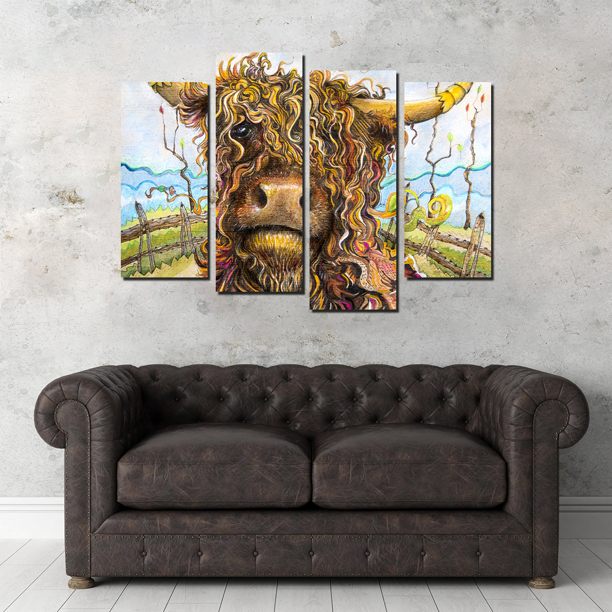 Exquisite Highland Cow Art Canvas Wall Art for Home Decor