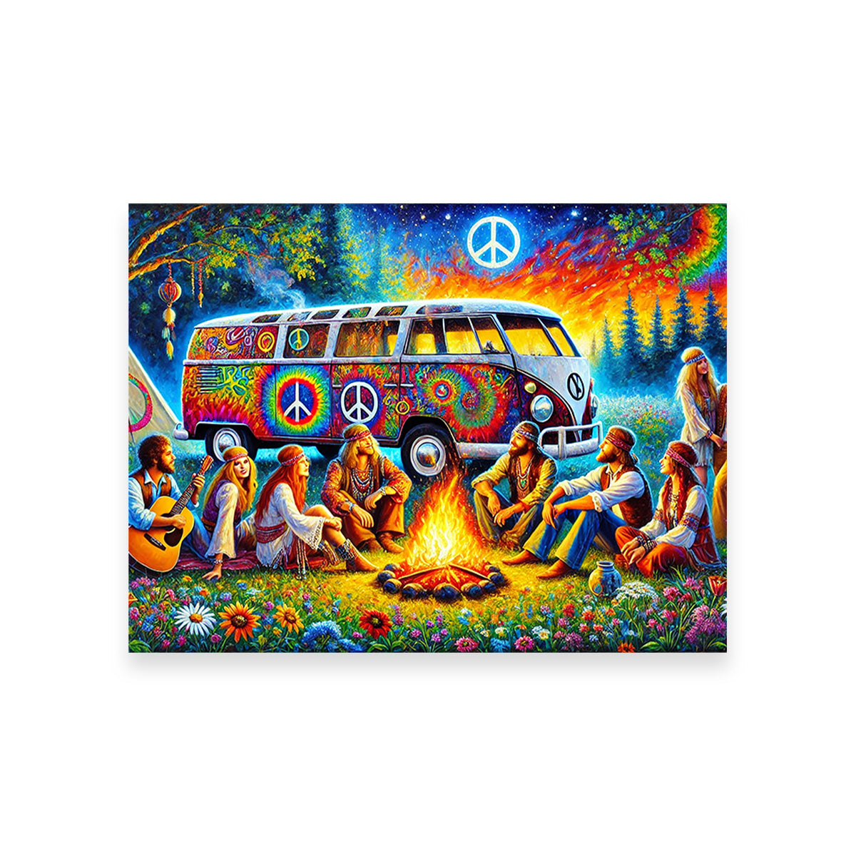 Unique Hippie Campfire Wall Art for Stunning Home Decor
