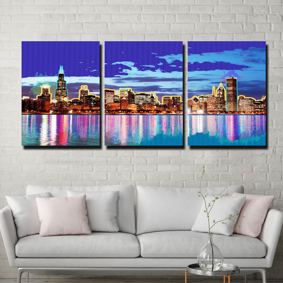 Stunning Neon Chicago Skyline Wall Art for Modern Decor