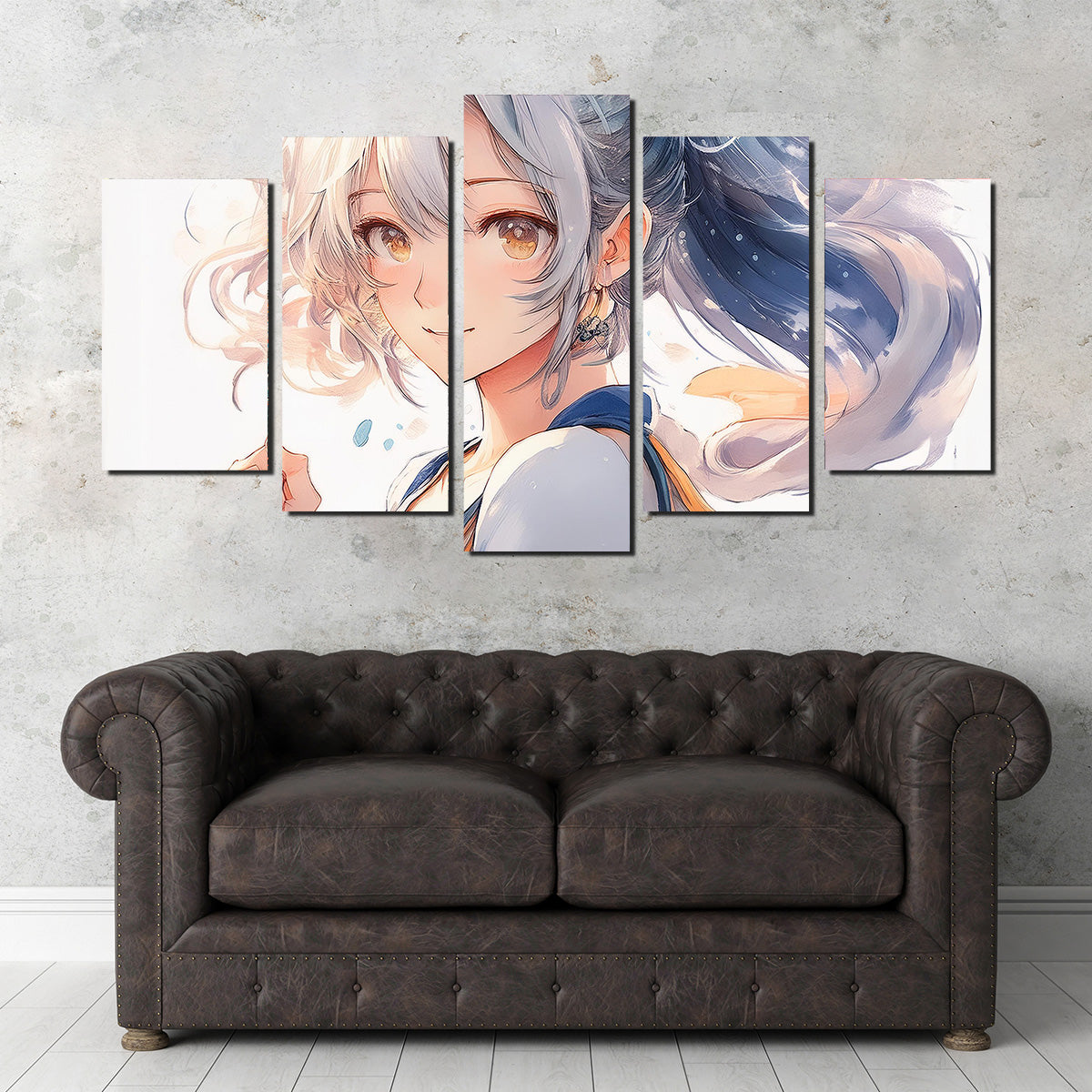 Stunning Anime Girl Print in White