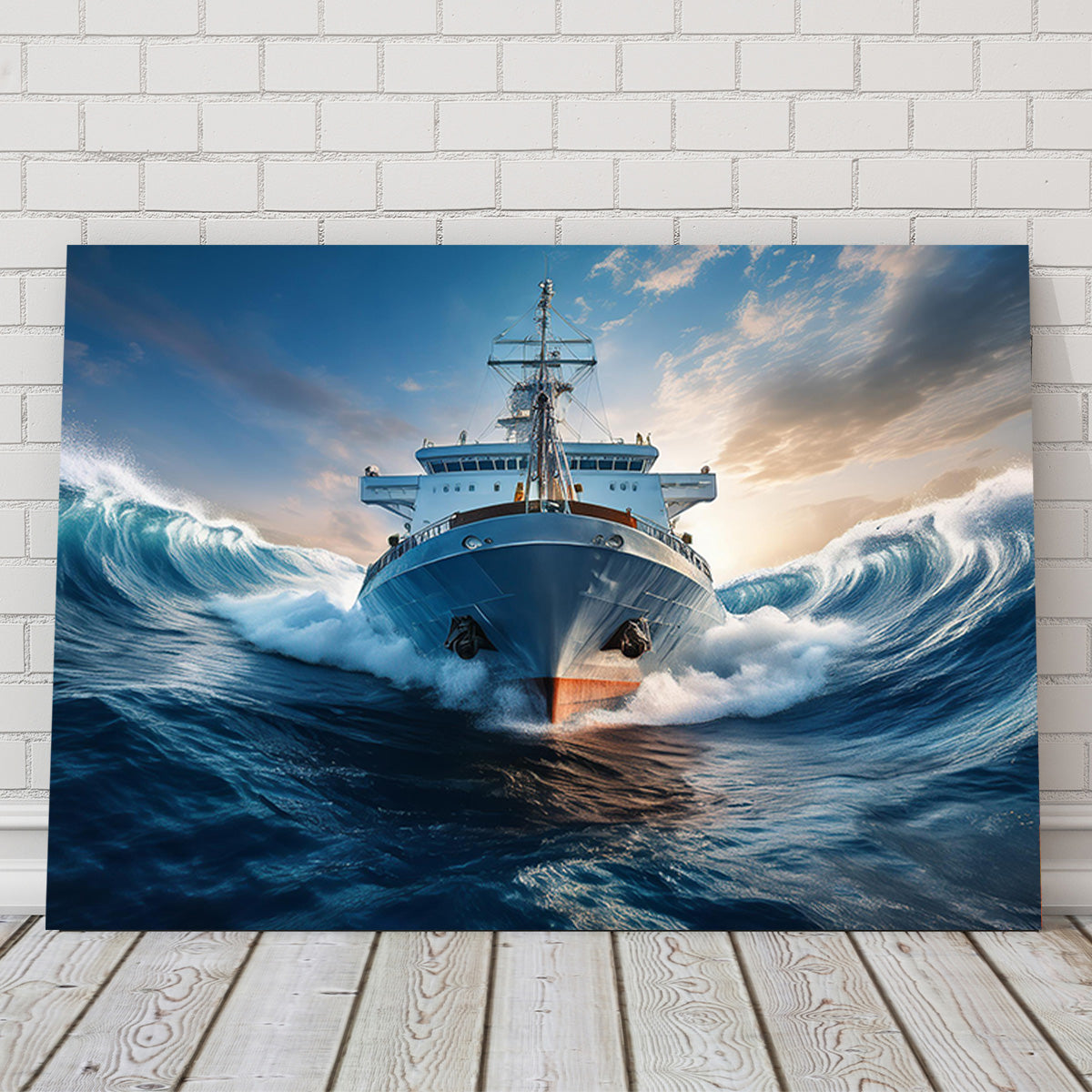 Stunning Ship in High Waves Wall Art