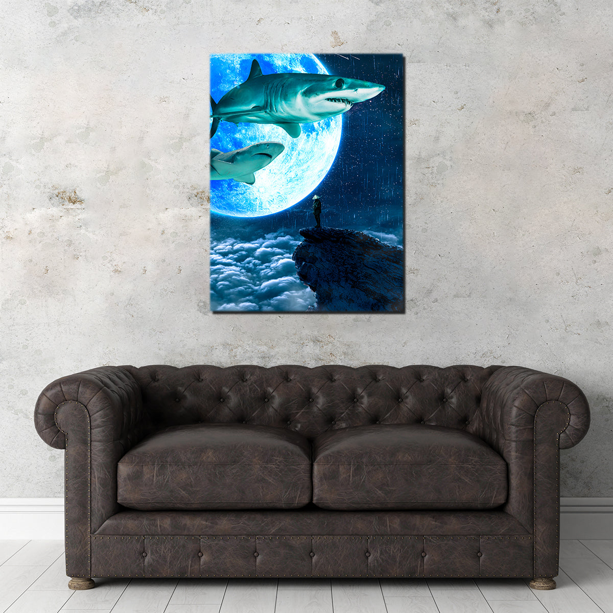 Exquisite Shark Moon Wall Art by INDOARC