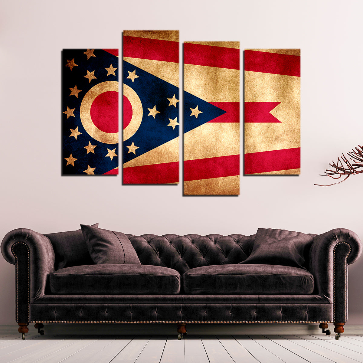 Vintage Ohio State Flag Grunge Wall Art for Stunning Home Decor