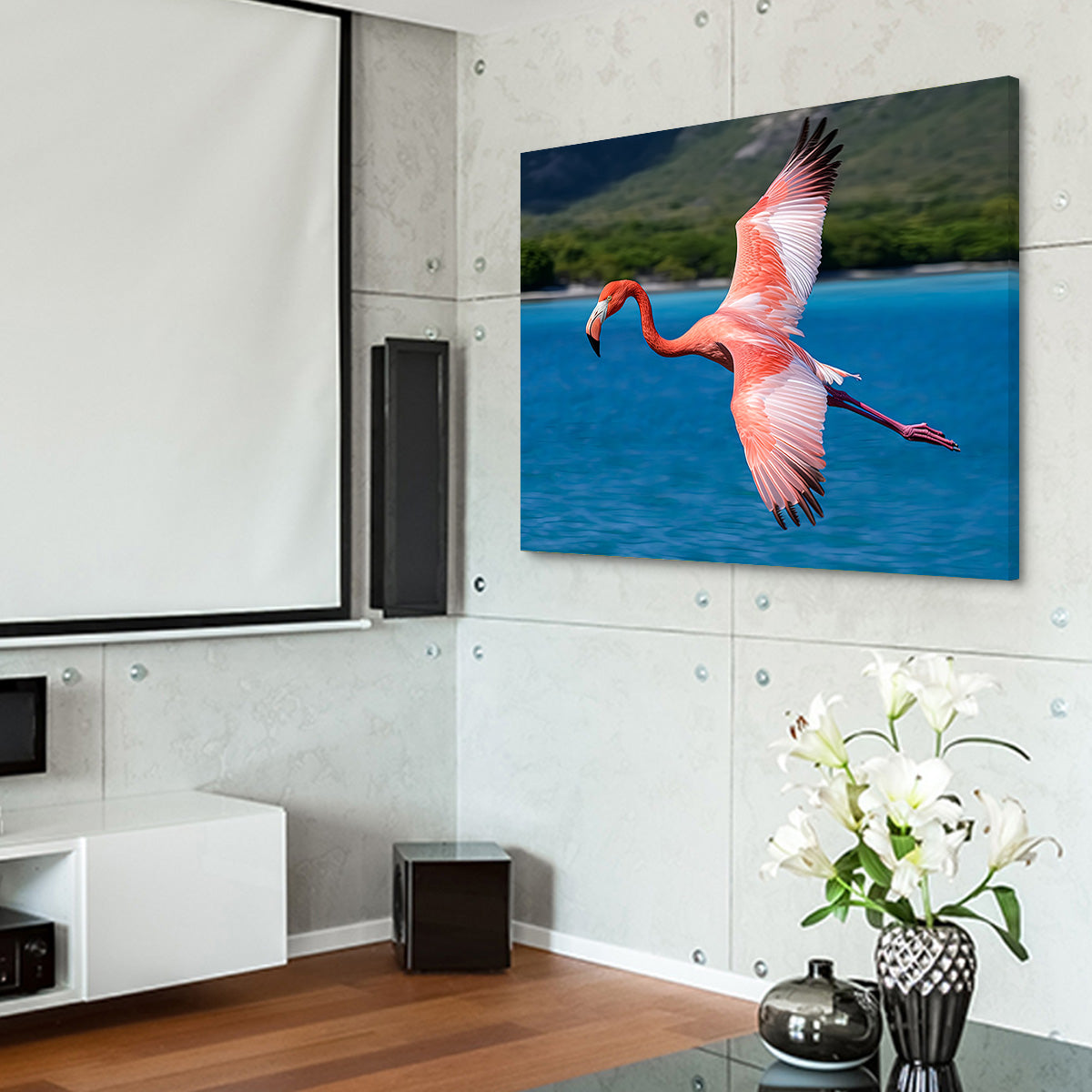 Stunning Pink Flamingo Flying Wall Art for Home Decor