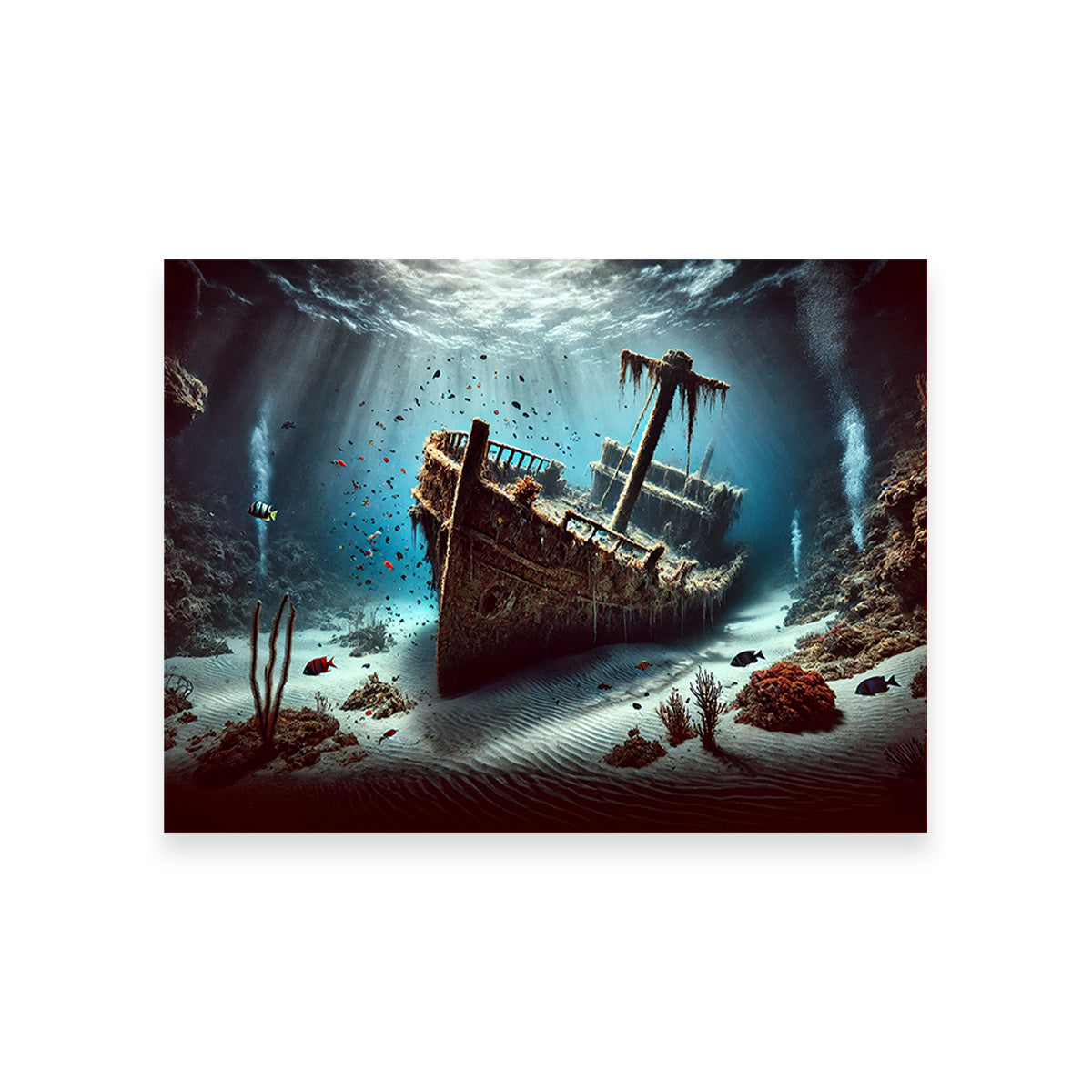 Enchanting Shipwreck on Ocean Floor Wall Art