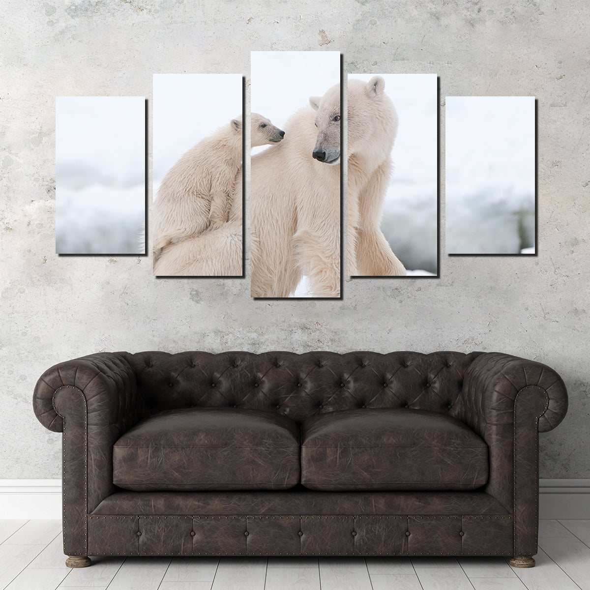 Adorable Polar Bear with Cub Wall Art for Stunning Home Decor