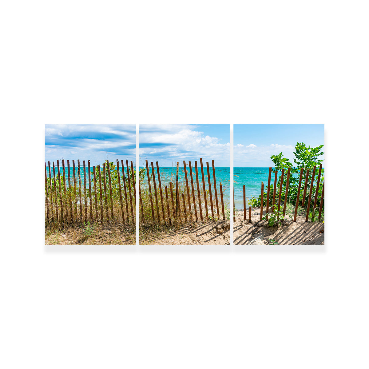 Stunning Shoreline with Fence in Evanston Wall Art for Your Home Decor