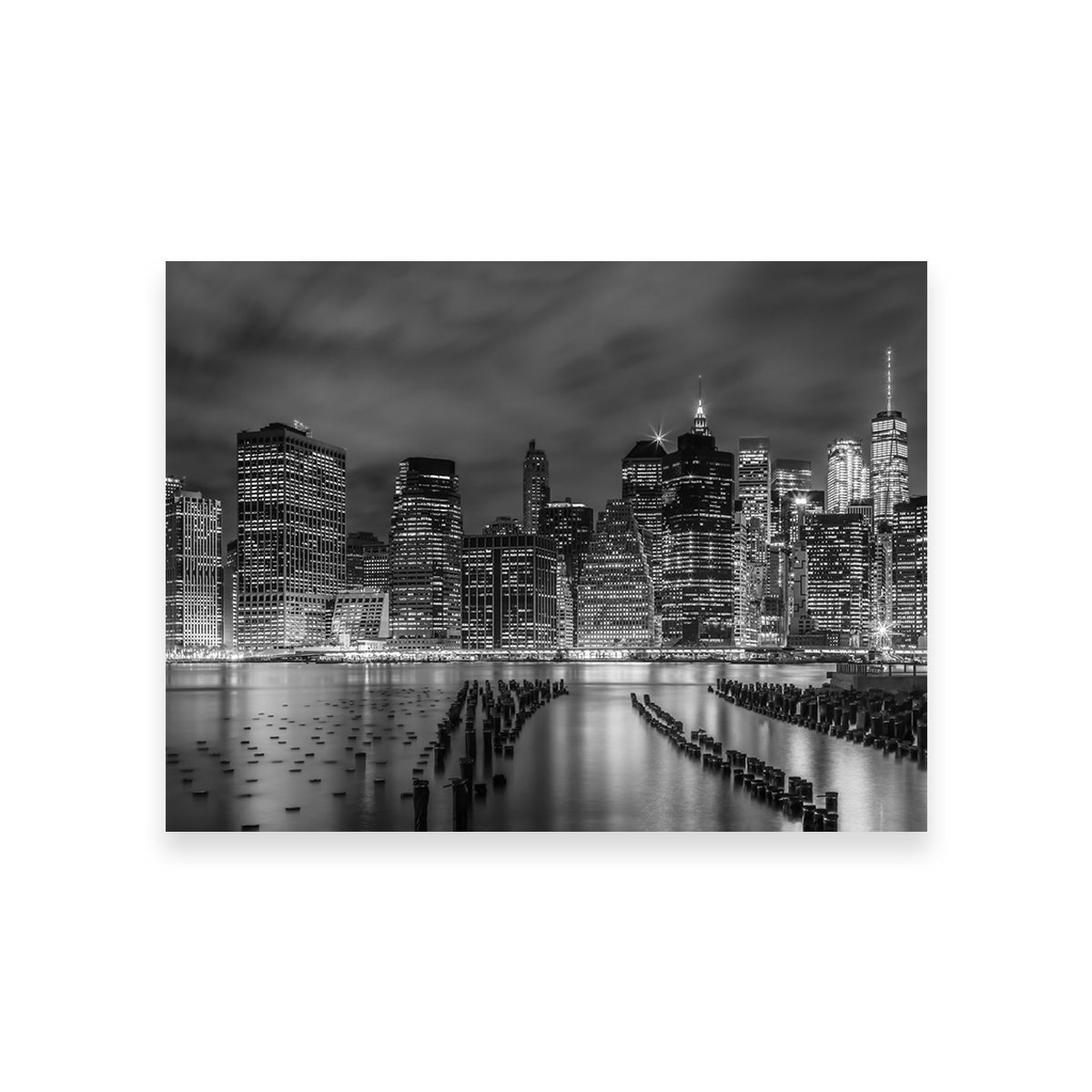Stunning New York City Monochrome Night Impressions Wall Art by Melanie Viola