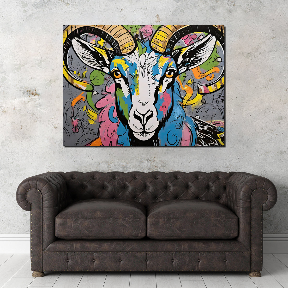 Stunning Bighorn Sheep Graffiti Wall Art by Stephen Chambers