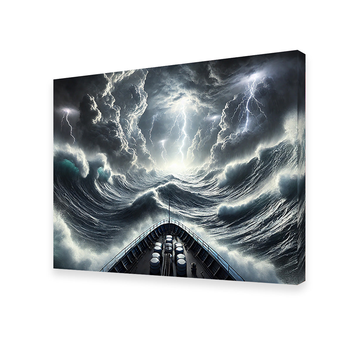 Stunning Ship Deck View of a Fierce Storm Art Print