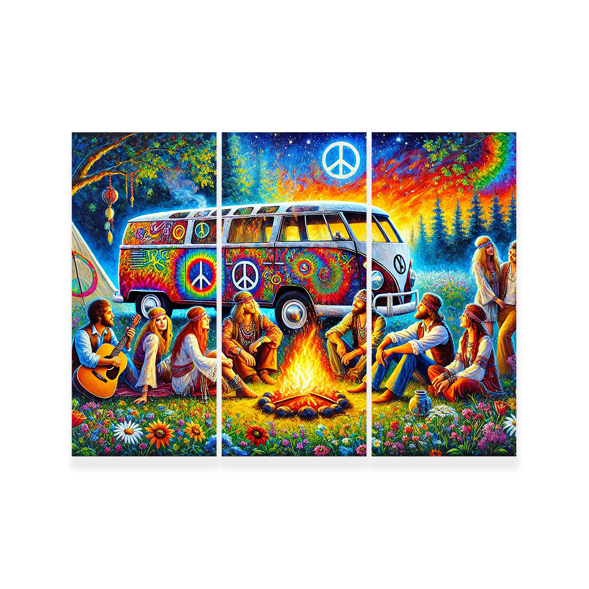 Unique Hippie Campfire Wall Art for Stunning Home Decor