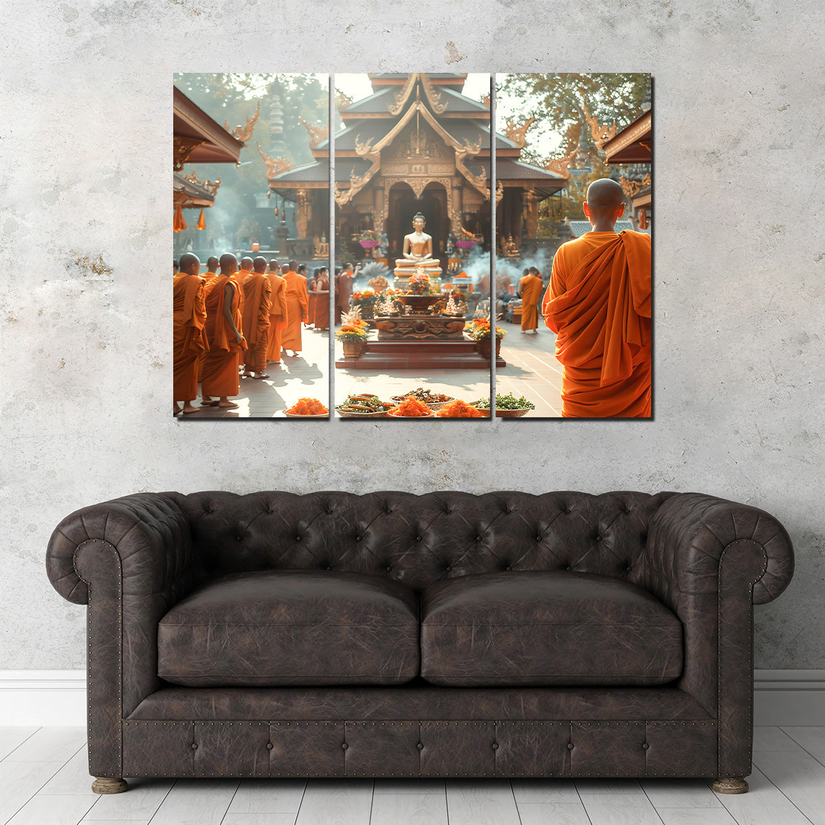 Exquisite Monks in Saffron Robes Wall Art