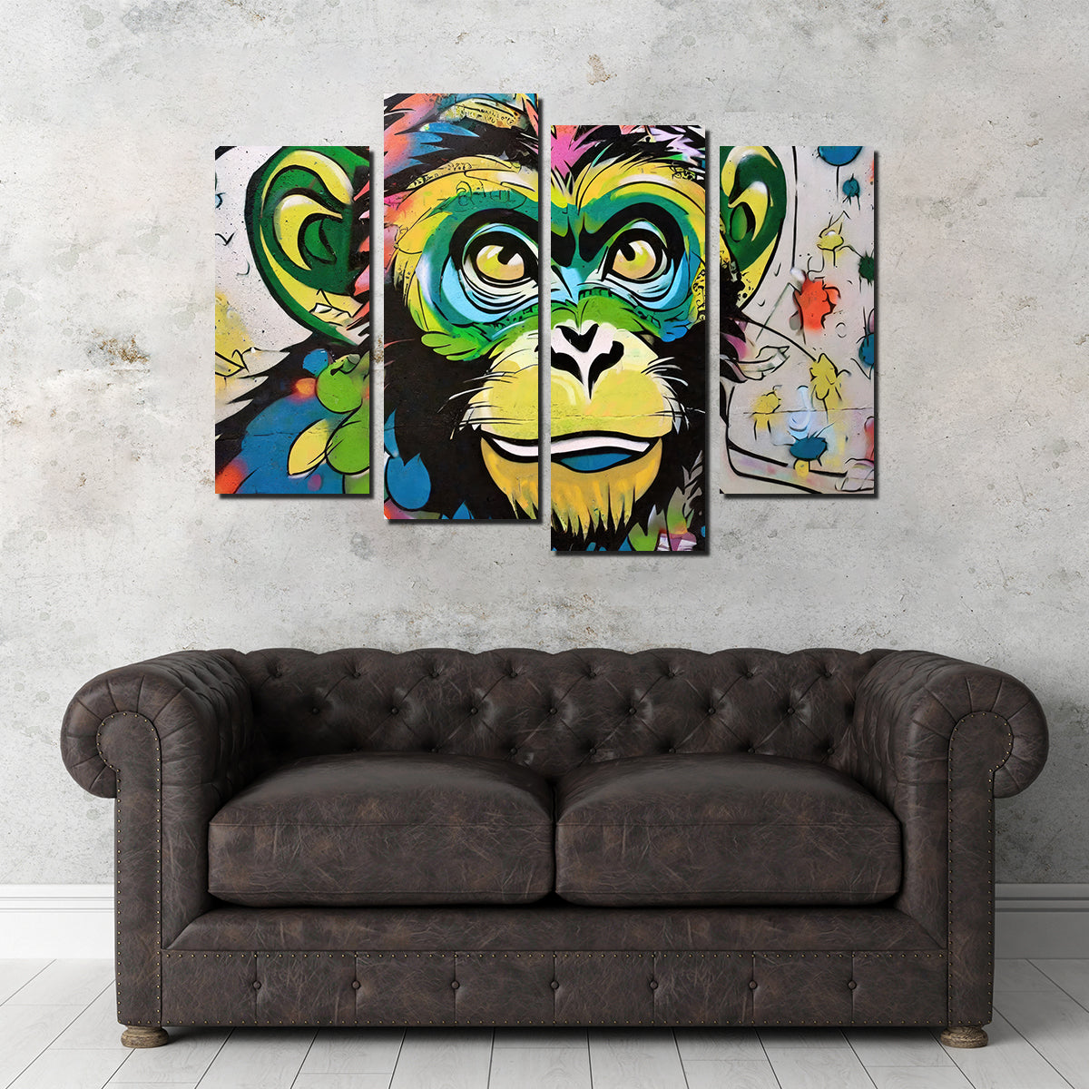 Eye - catching Monkey Graffiti Wall Art by Stephen Chambers