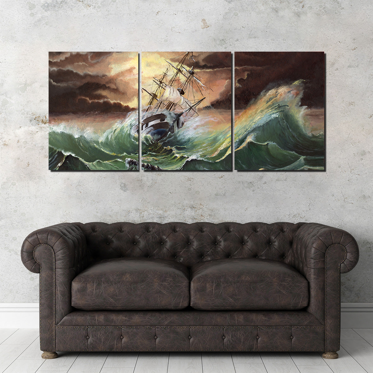 Stunning Ship in Storm Wall Art for Striking Home Decor
