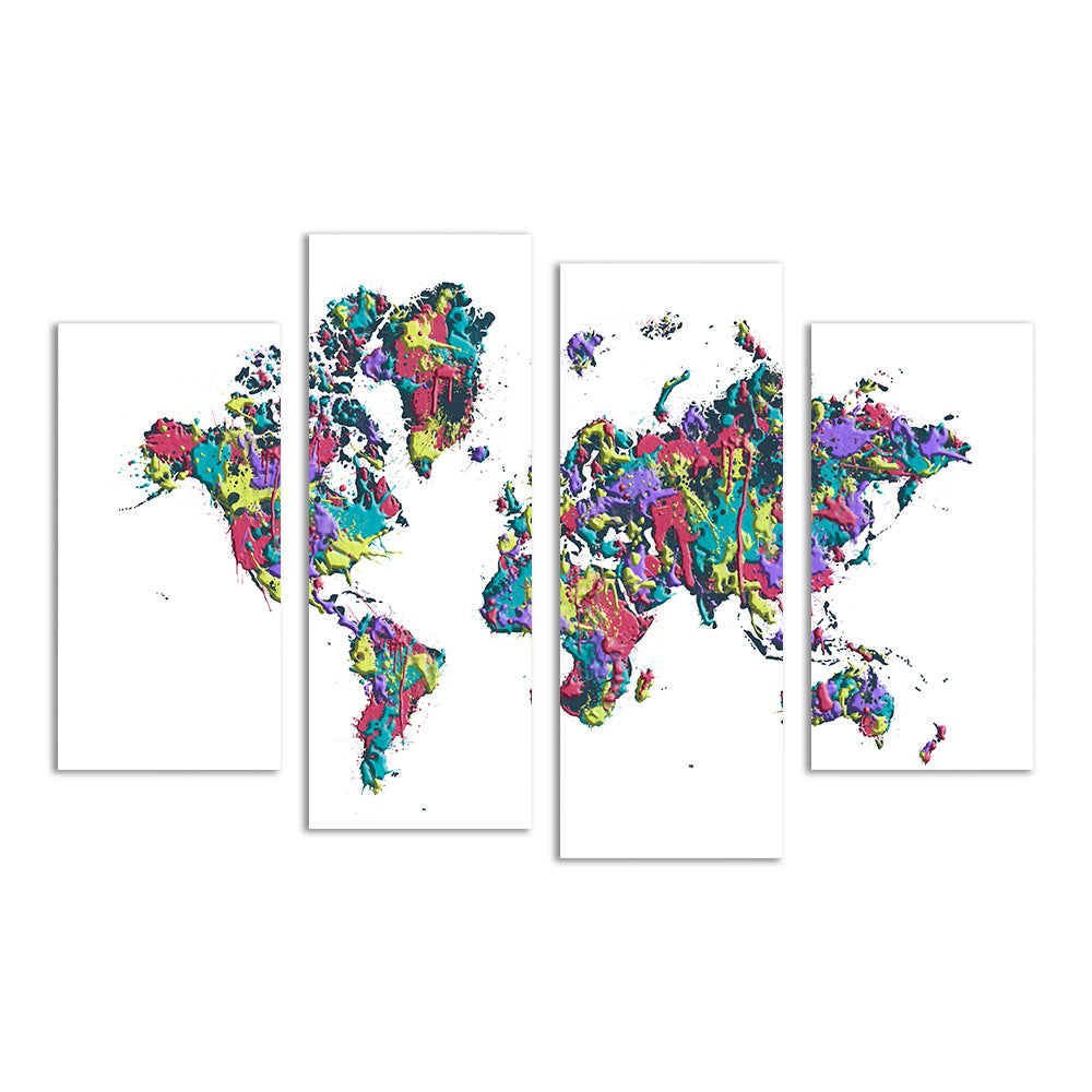 Stunning Pop Art White World Map Wall Art by Melanie Viola