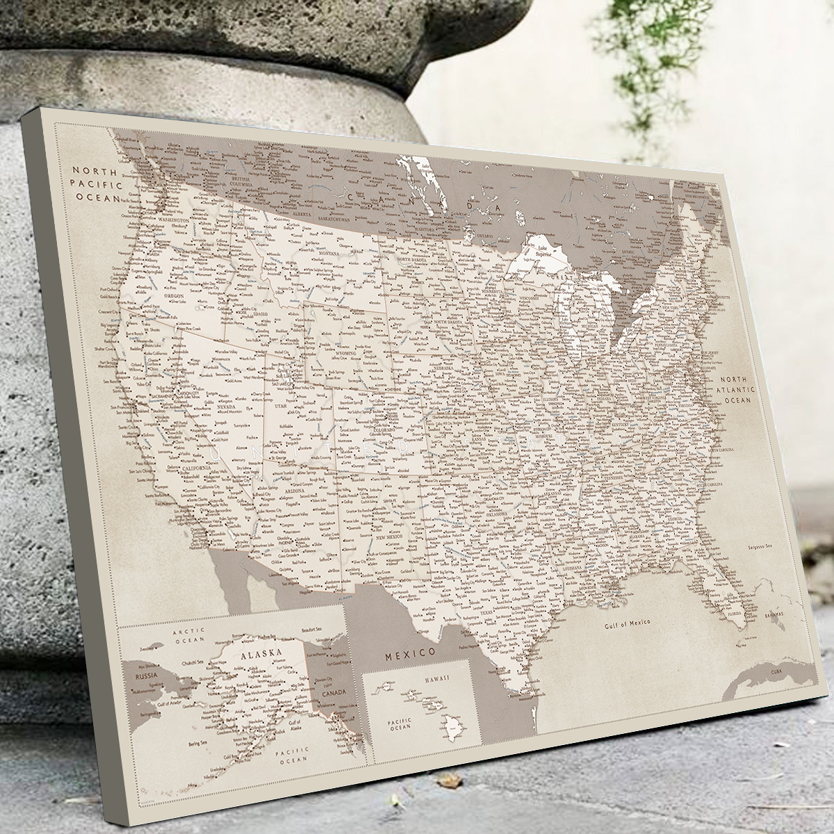 Stunning Sepia US Map Wall Art for Your Home Decor