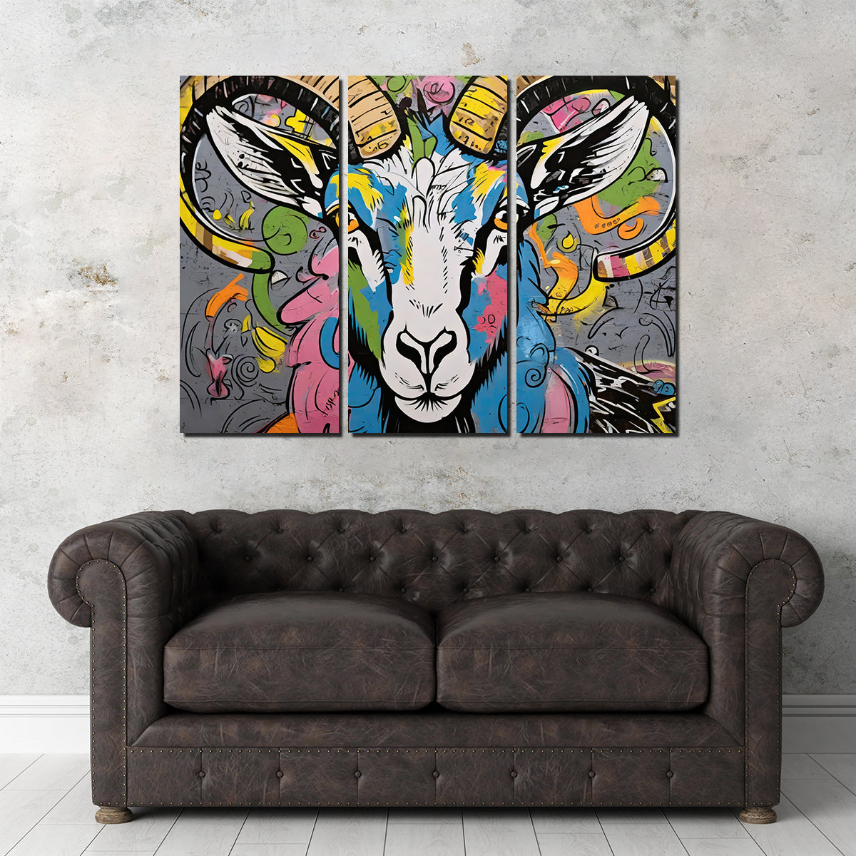 Stunning Bighorn Sheep Graffiti Wall Art by Stephen Chambers