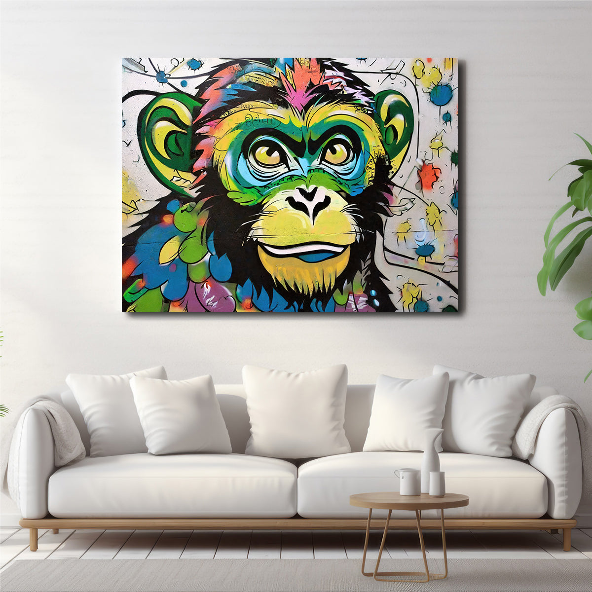 Eye - catching Monkey Graffiti Wall Art by Stephen Chambers