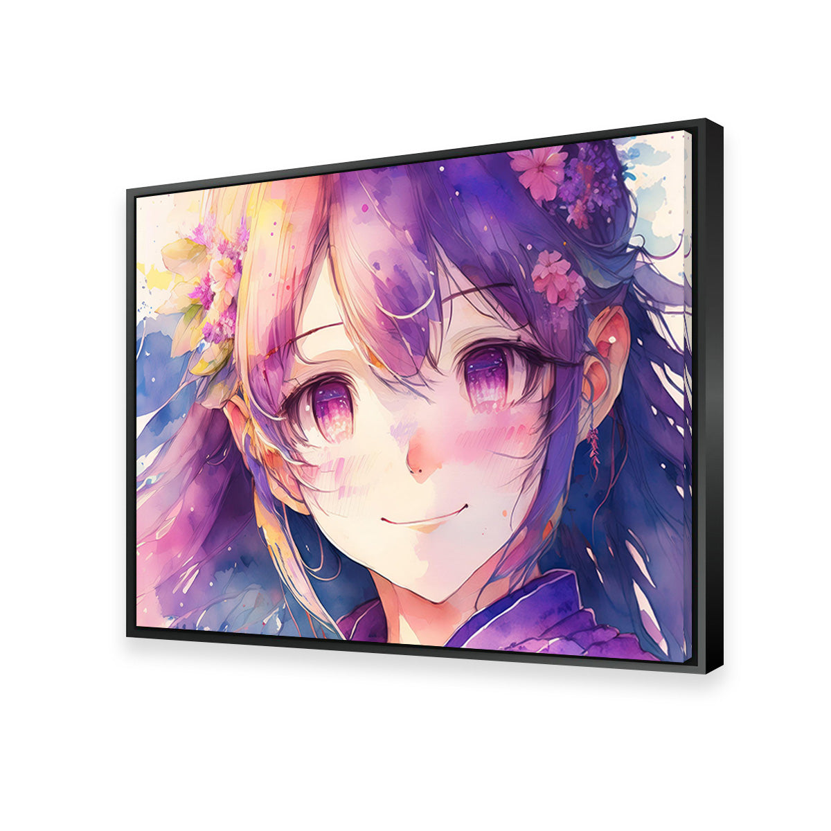 Captivating Anime Girl Watercolor Wall Art