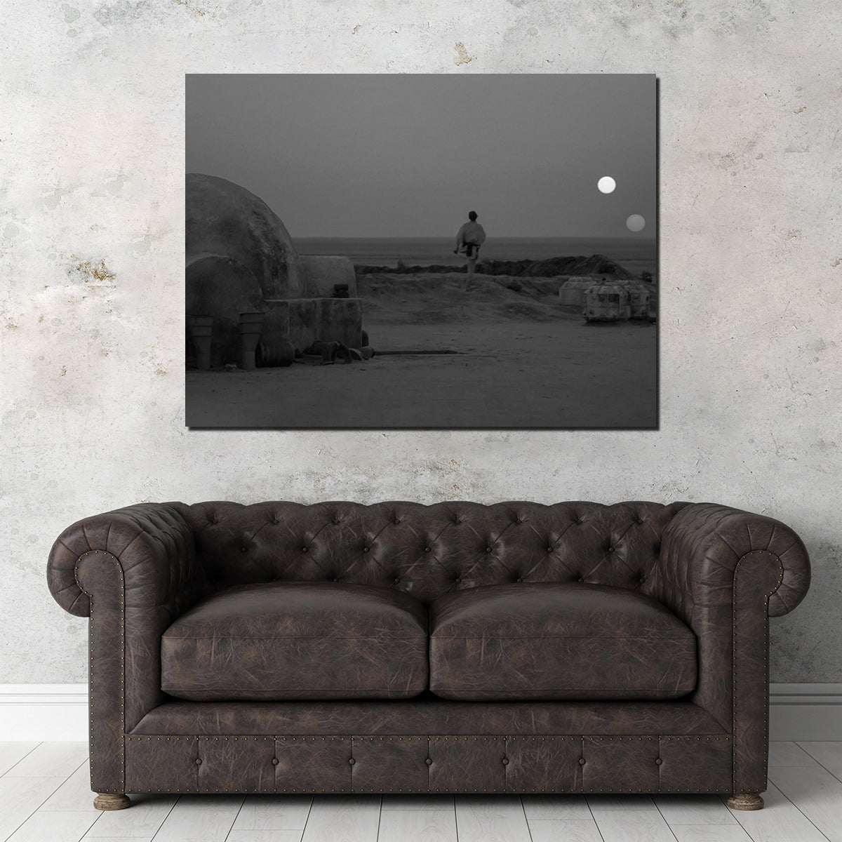 Stunning Binary Star Wars Sunset Grayscale Wall Art for Your Home Decor