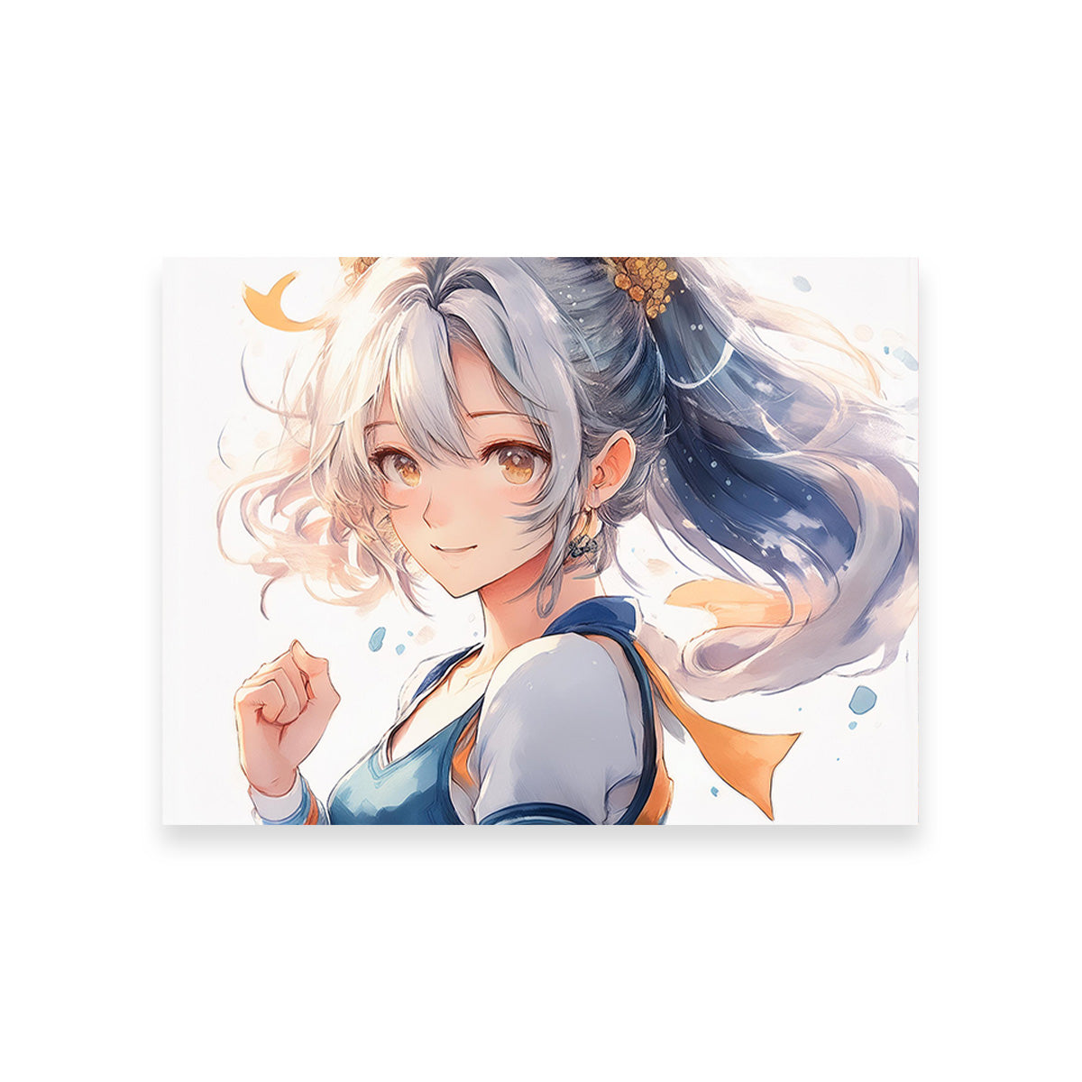 Stunning Anime Girl Print in White