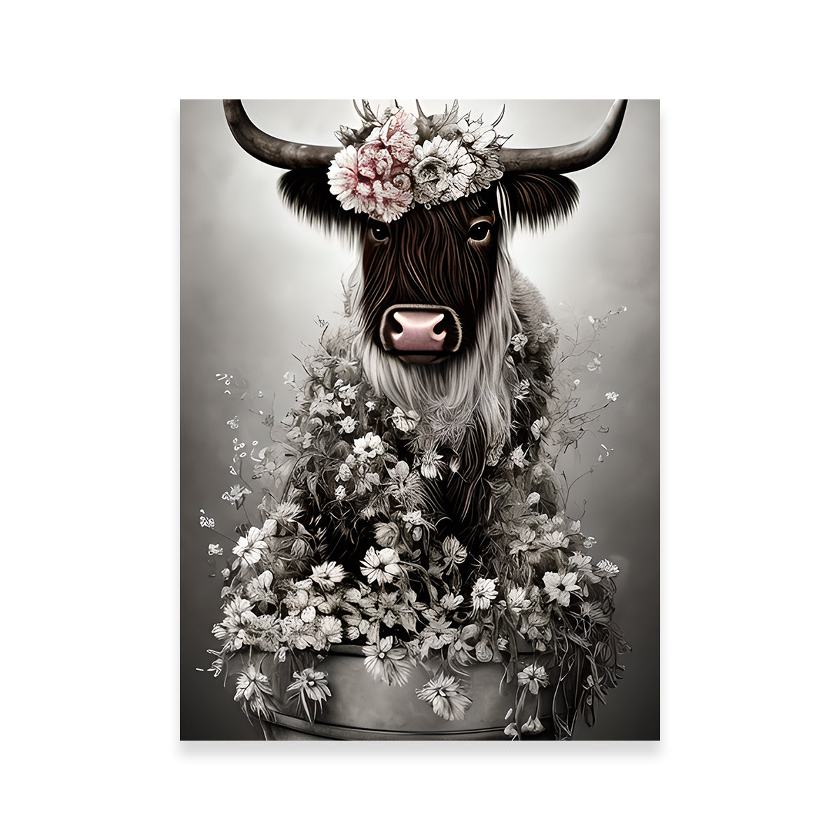 Charming Shabby Highland Cow Wall Art by Dina Rolle
