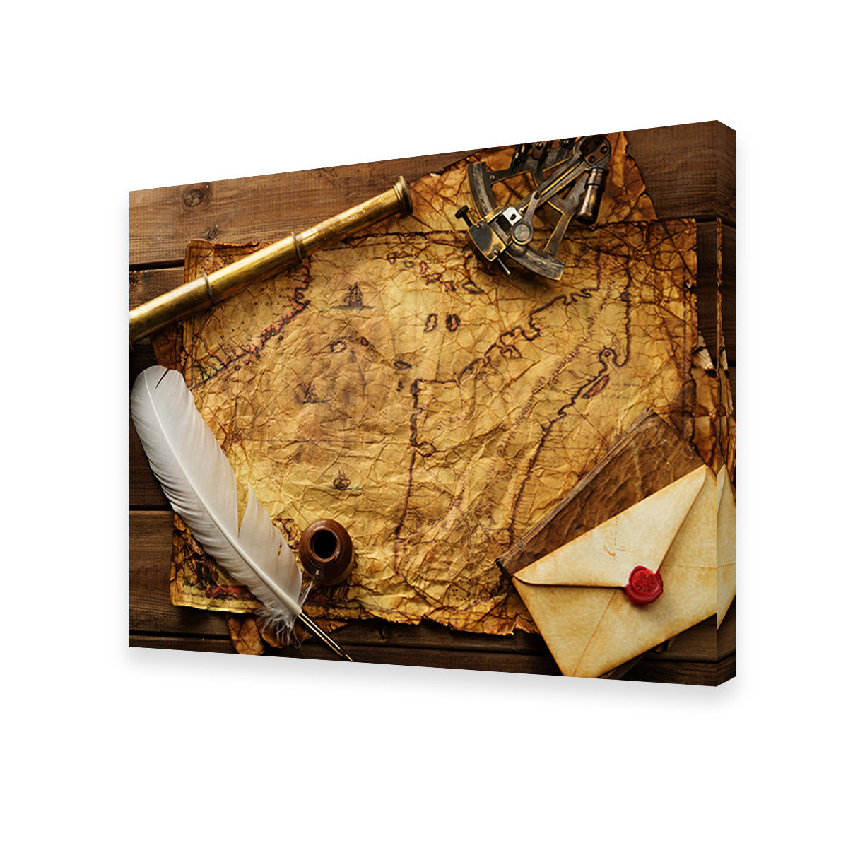 Captain's Quarters Premium Wall Art - Sustainable Pine Wood Framed Canvas
