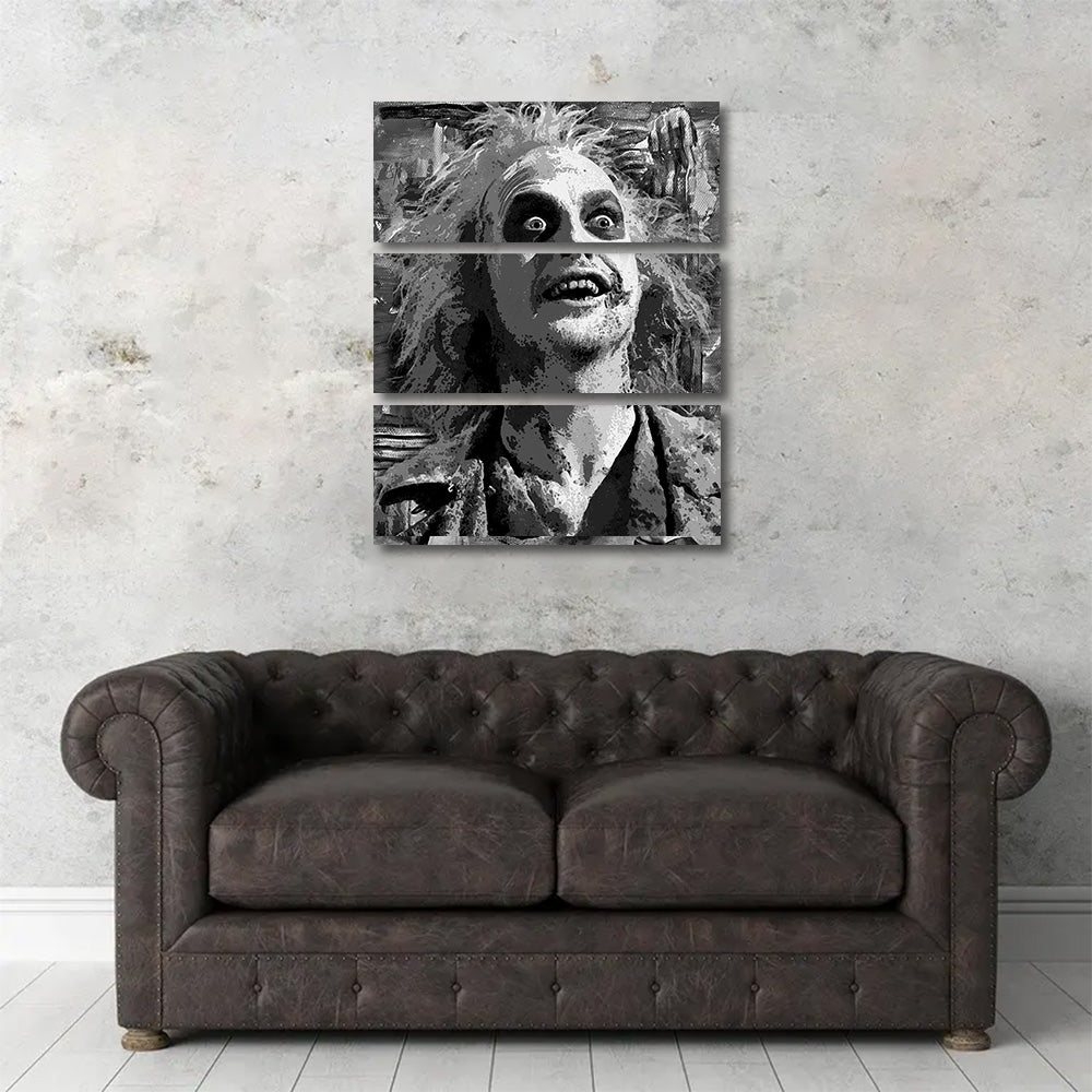 Eye - Catching Beetlejuice Grayscale Wall Art for Home Decor