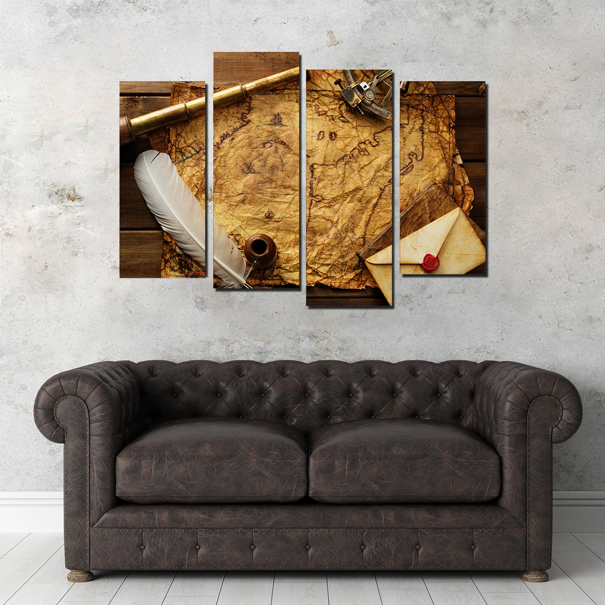 Captain's Quarters Premium Wall Art - Sustainable Pine Wood Framed Canvas