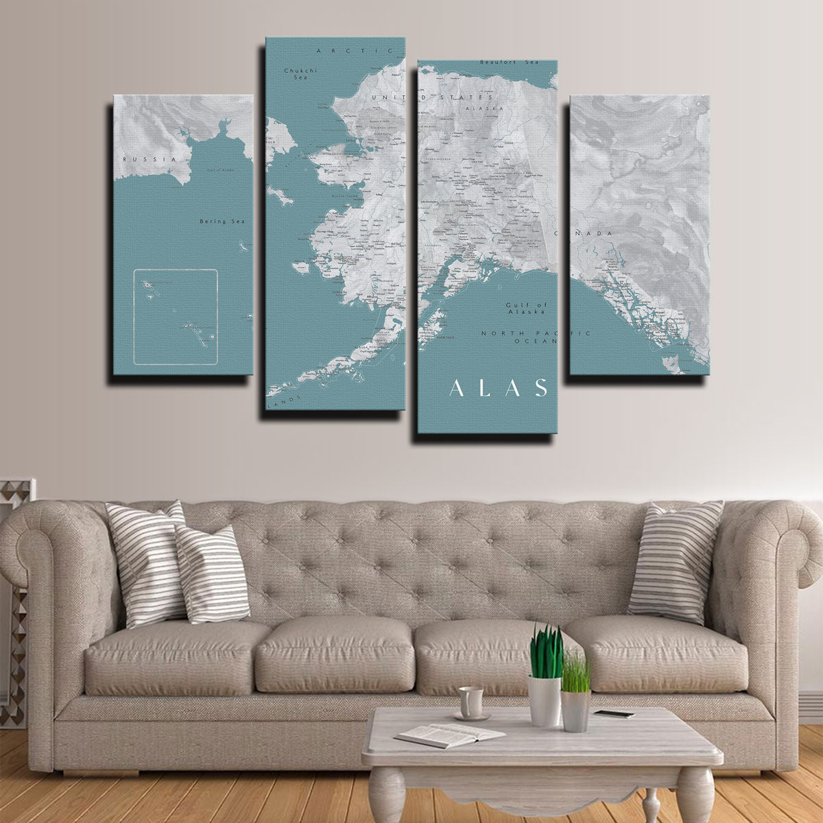 Stunning Alaska Map Wall Art by Blursbyai