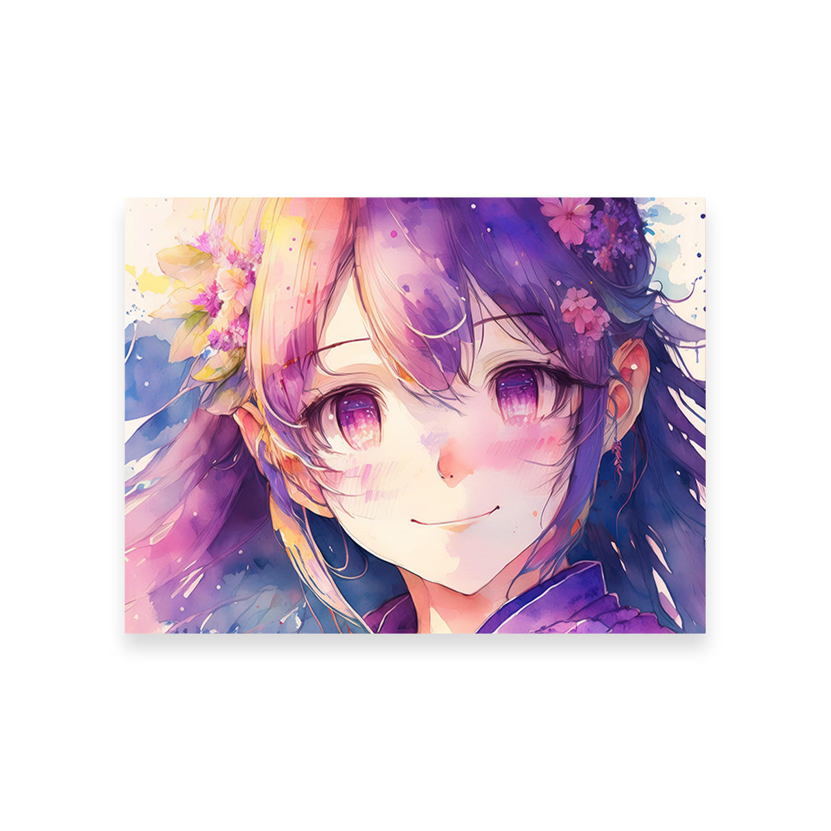 Captivating Anime Girl Watercolor Wall Art