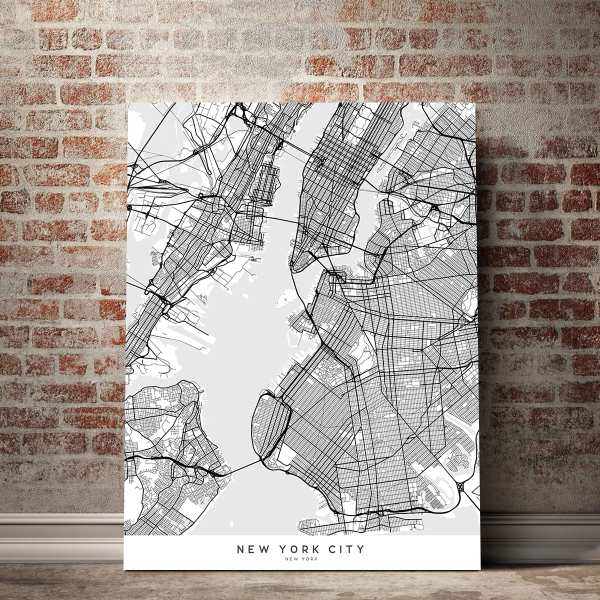 Exquisite New York City Map Wall Art by Blursbyai