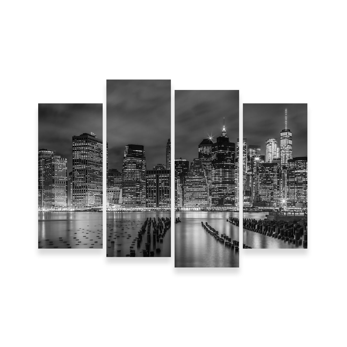 Stunning New York City Monochrome Night Impressions Wall Art by Melanie Viola