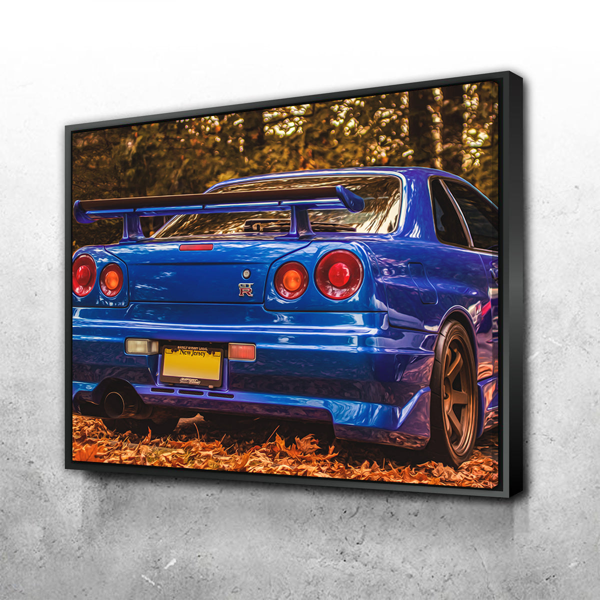 Stunning Nissan Skyline R34 Blue Wall Art - Ideal for Car Enthusiasts