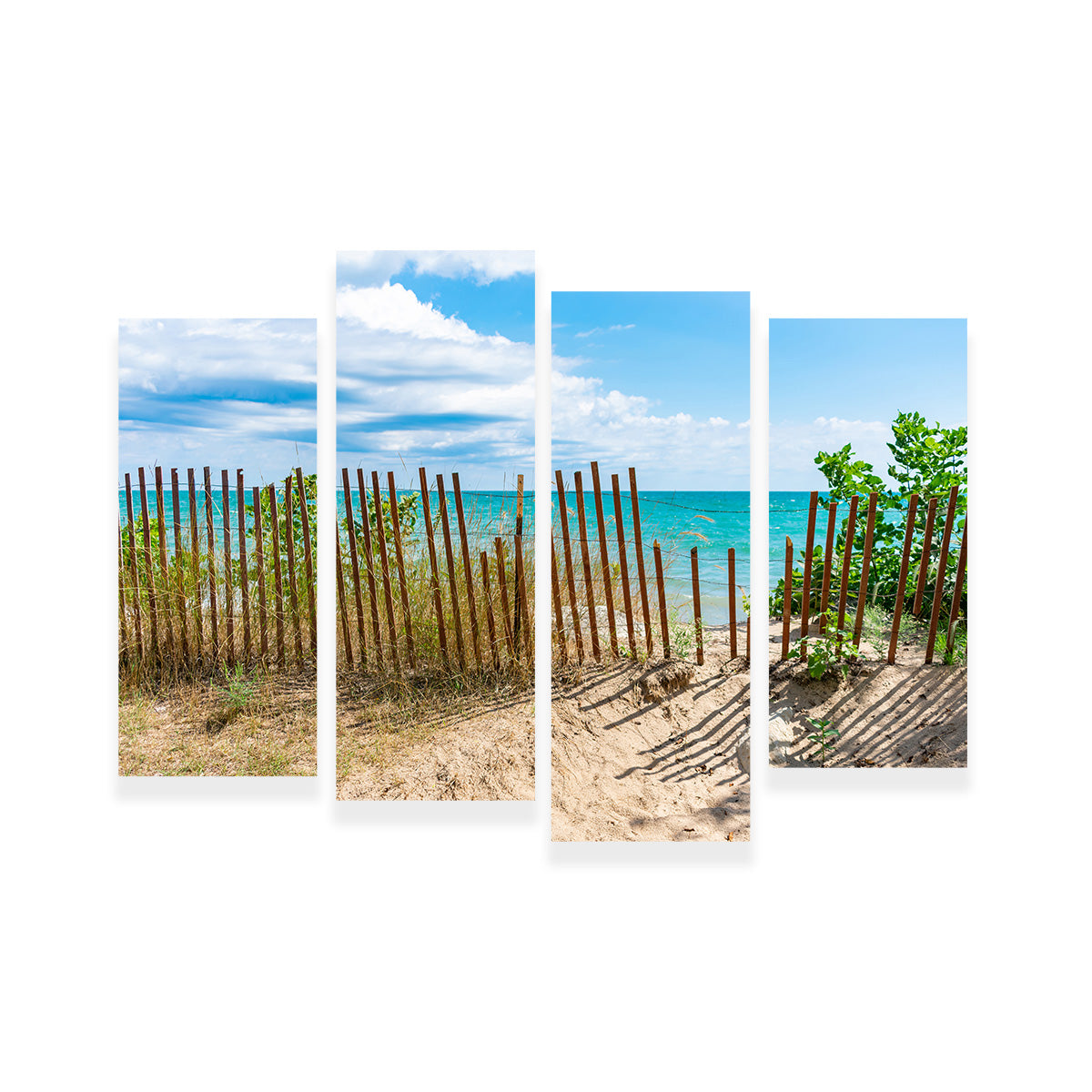 Stunning Shoreline with Fence in Evanston Wall Art for Your Home Decor