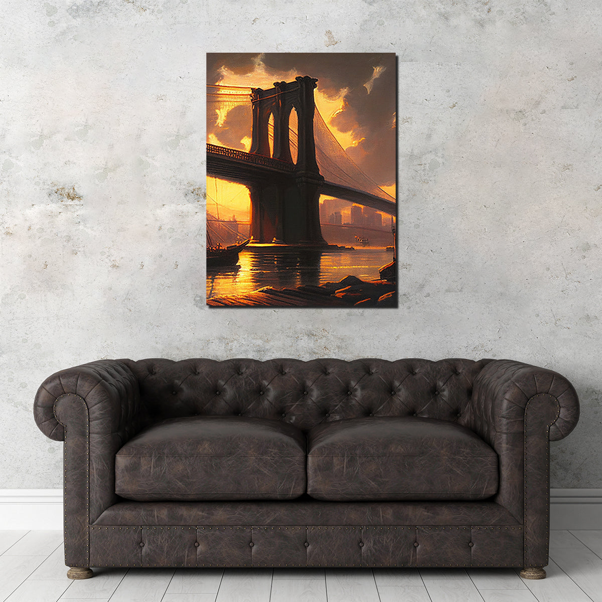 Stunning Old Brooklyn Bridge at Dusk Wall Art for Home Decor