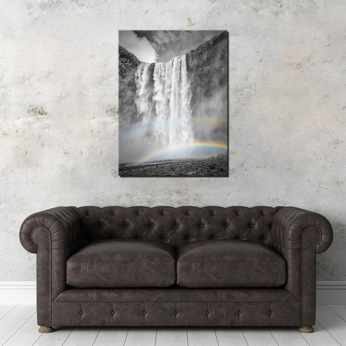 Iceland Skogafoss Stunning Double Rainbow Wall Art by Melanie Viola