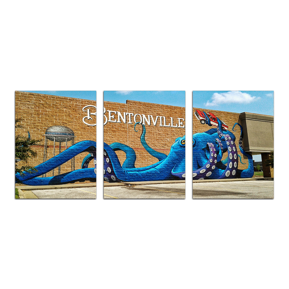 Stunning Bentonville Blue Octopus Mural Wall Art for Home Decor