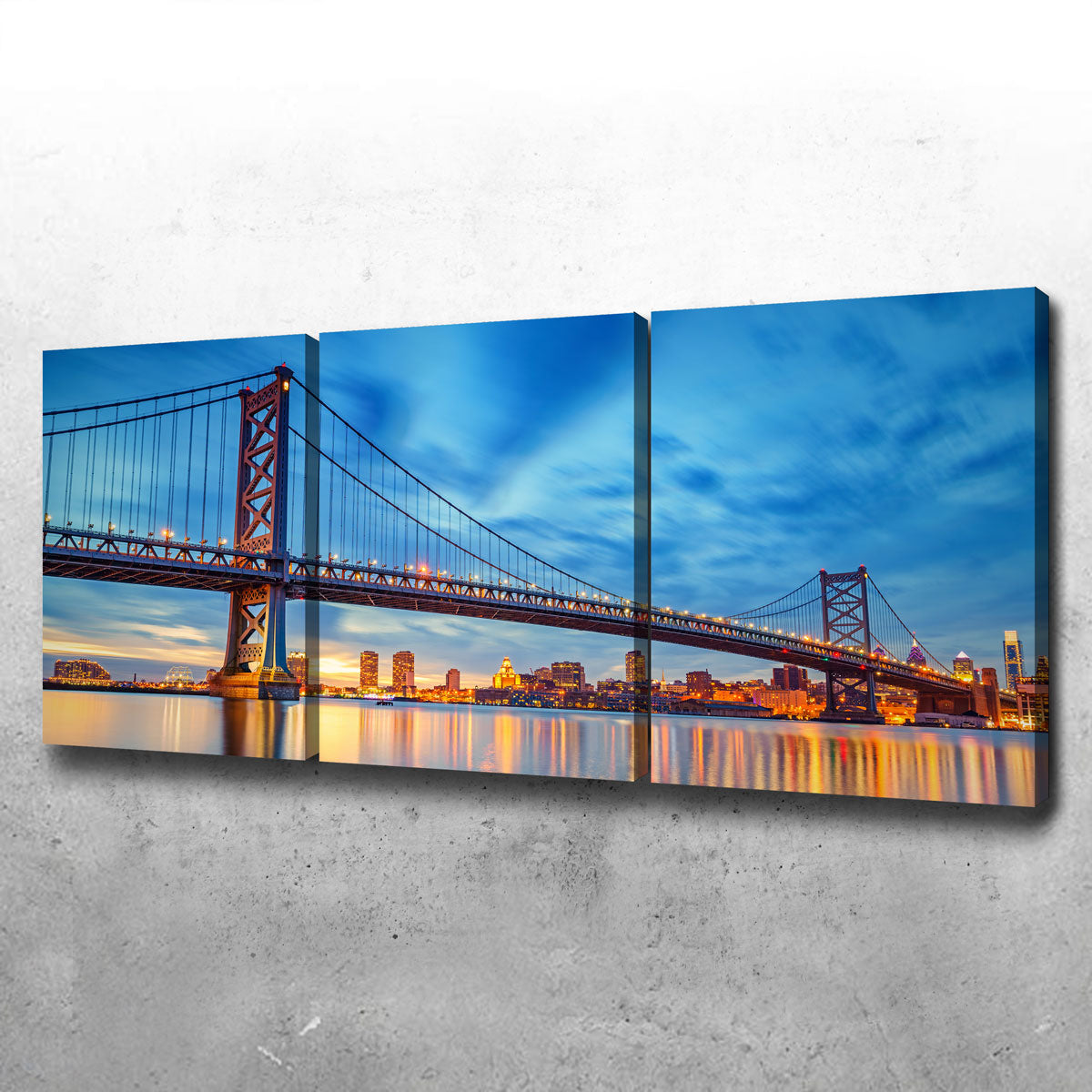 Ben Franklin Bridge Wall Art - Premium Sustainable Pine Wood Framed Canvas