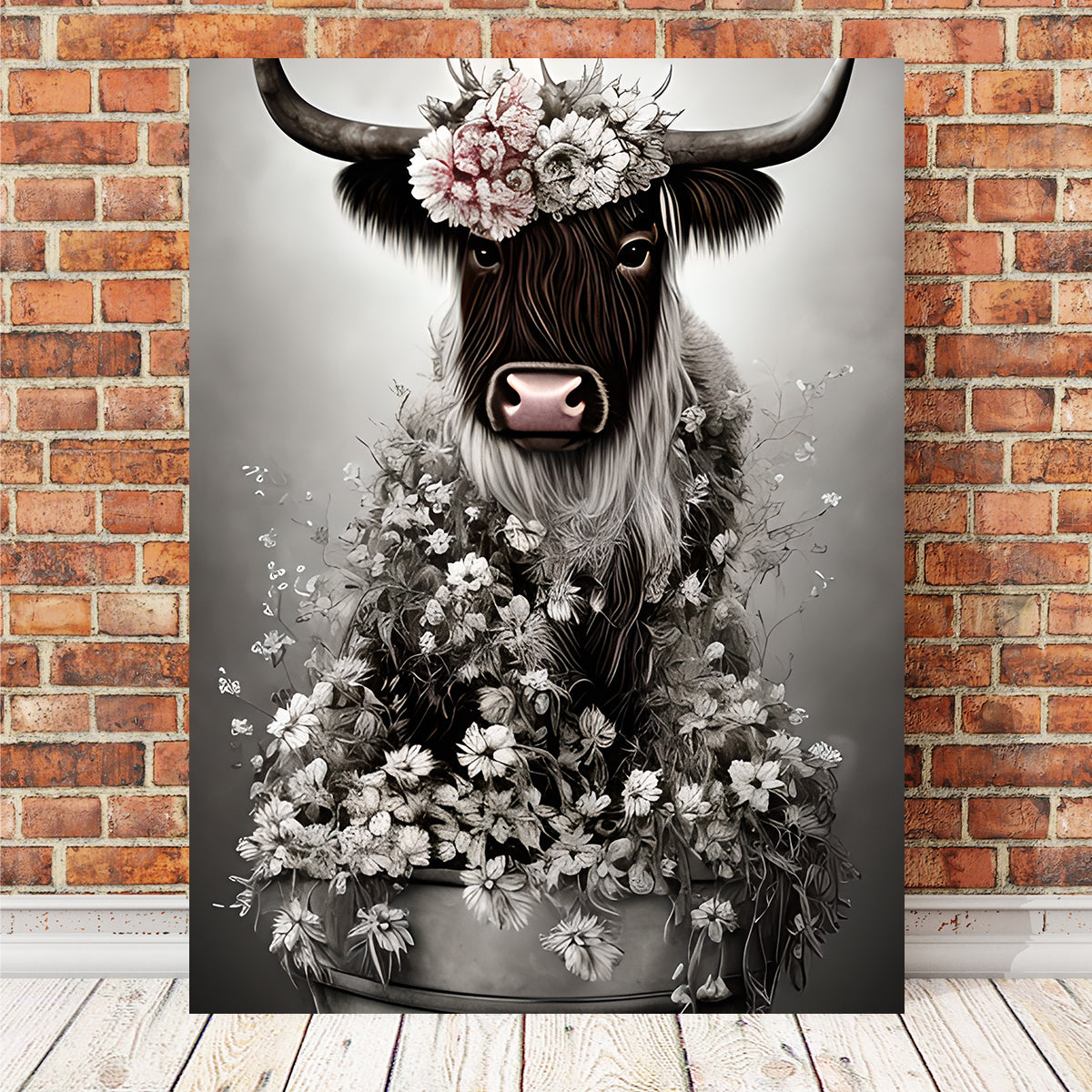 Charming Shabby Highland Cow Wall Art by Dina Rolle