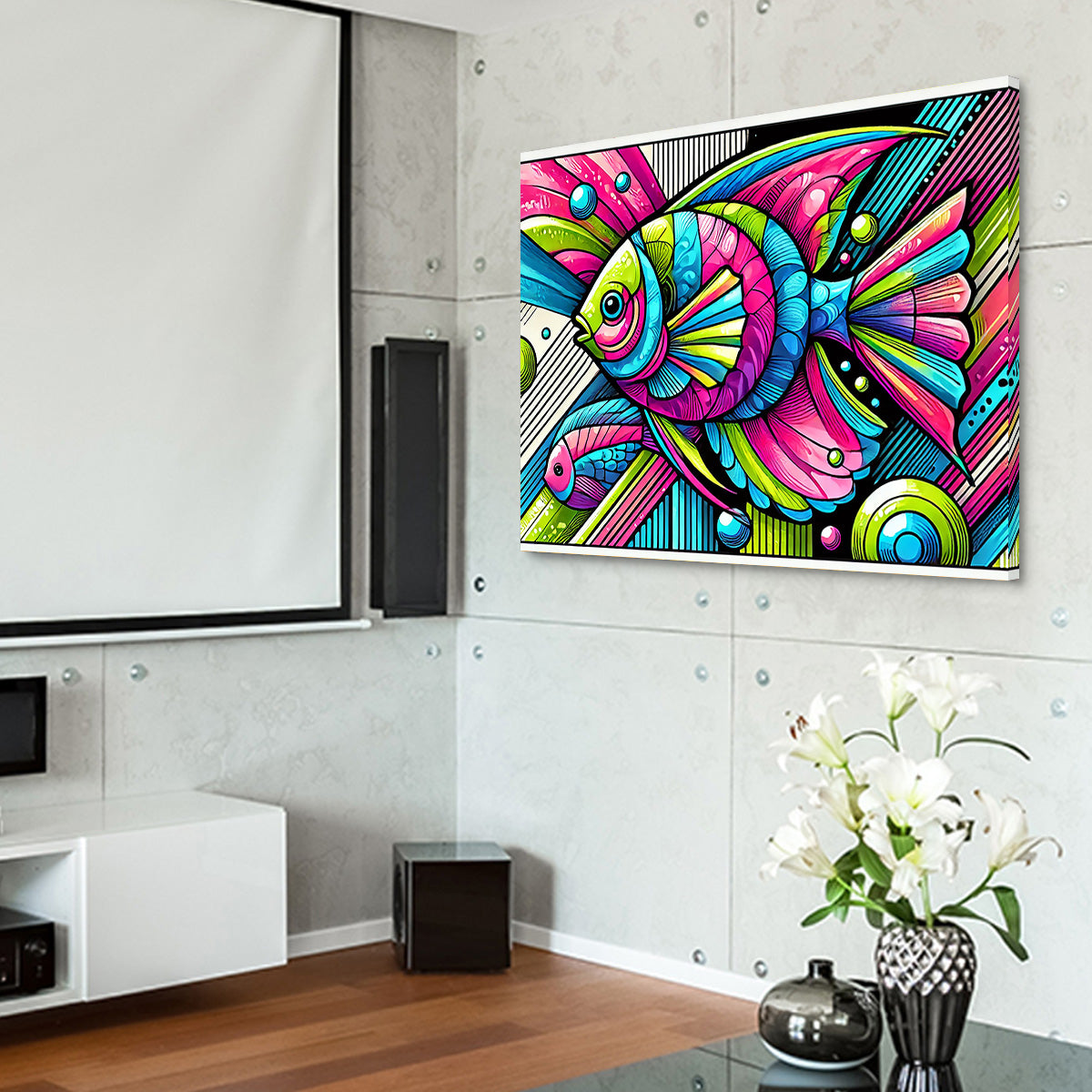 Eye - Catching Neon Pop Art Fish Wall Art for Stunning Decor