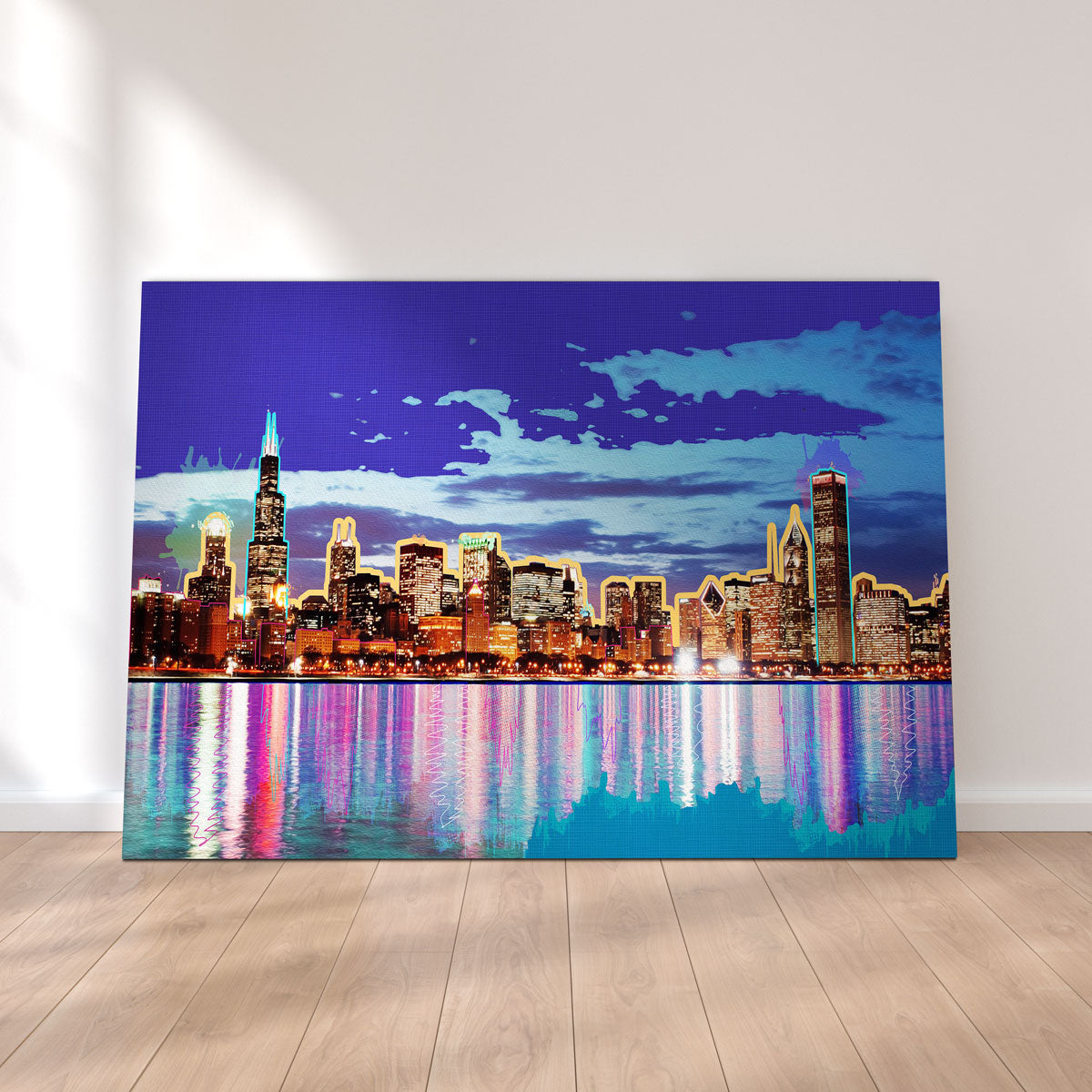 Stunning Neon Chicago Skyline Wall Art for Modern Decor