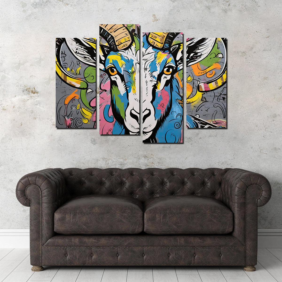 Stunning Bighorn Sheep Graffiti Wall Art by Stephen Chambers