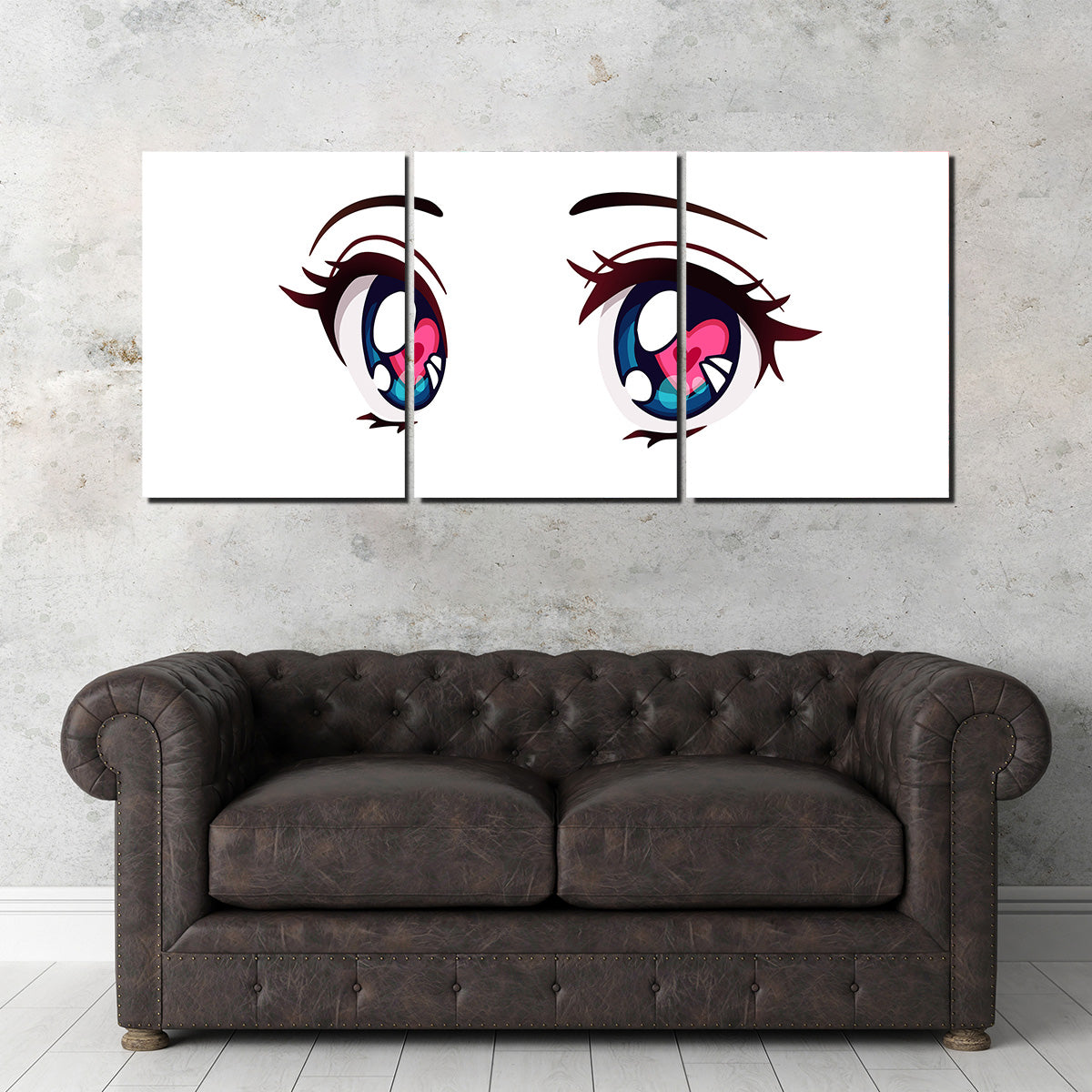 Captivating Anime Style Big Blue Eyes Wall Art