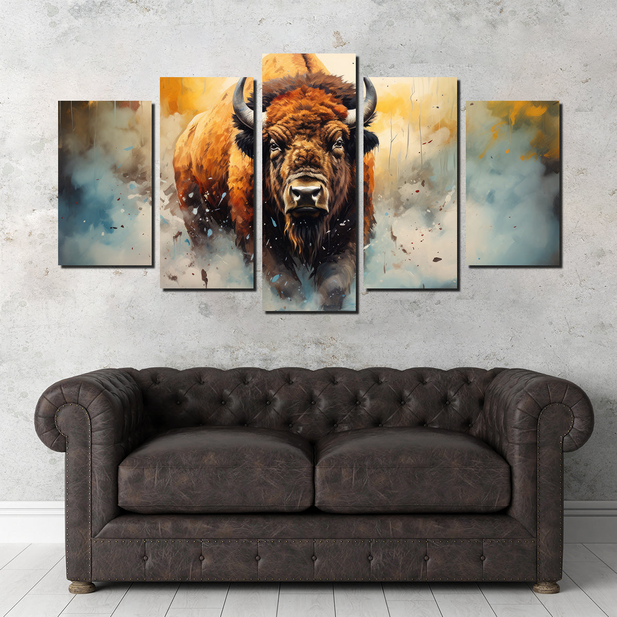Stunning American Bison Watercolor Wall Art for Home Decor