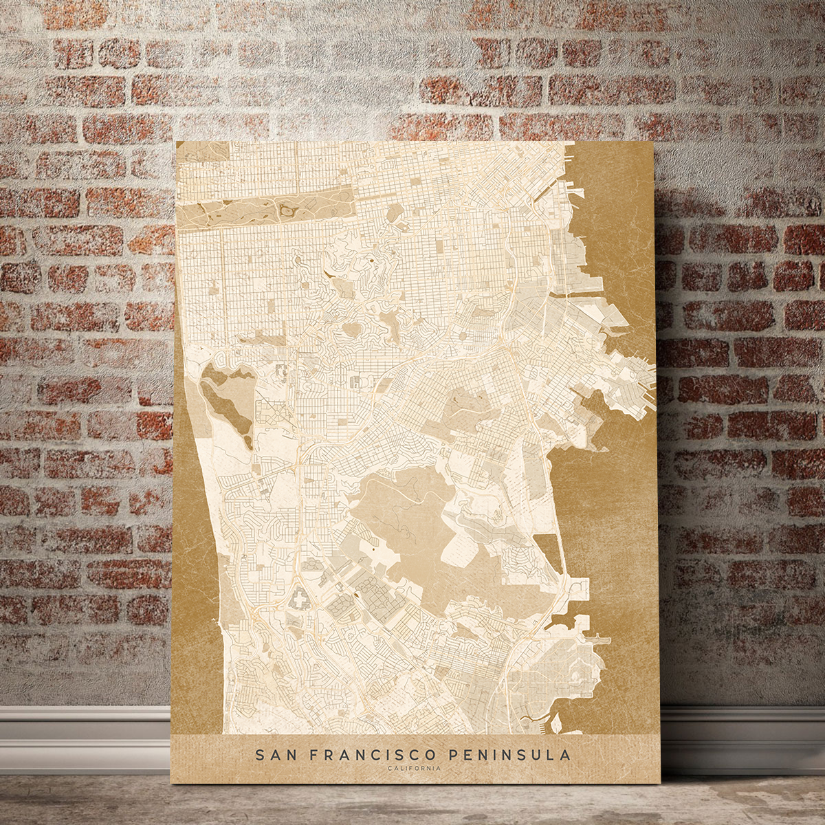 Stunning Sepia San Francisco Peninsula Wall Art by Blursbyai
