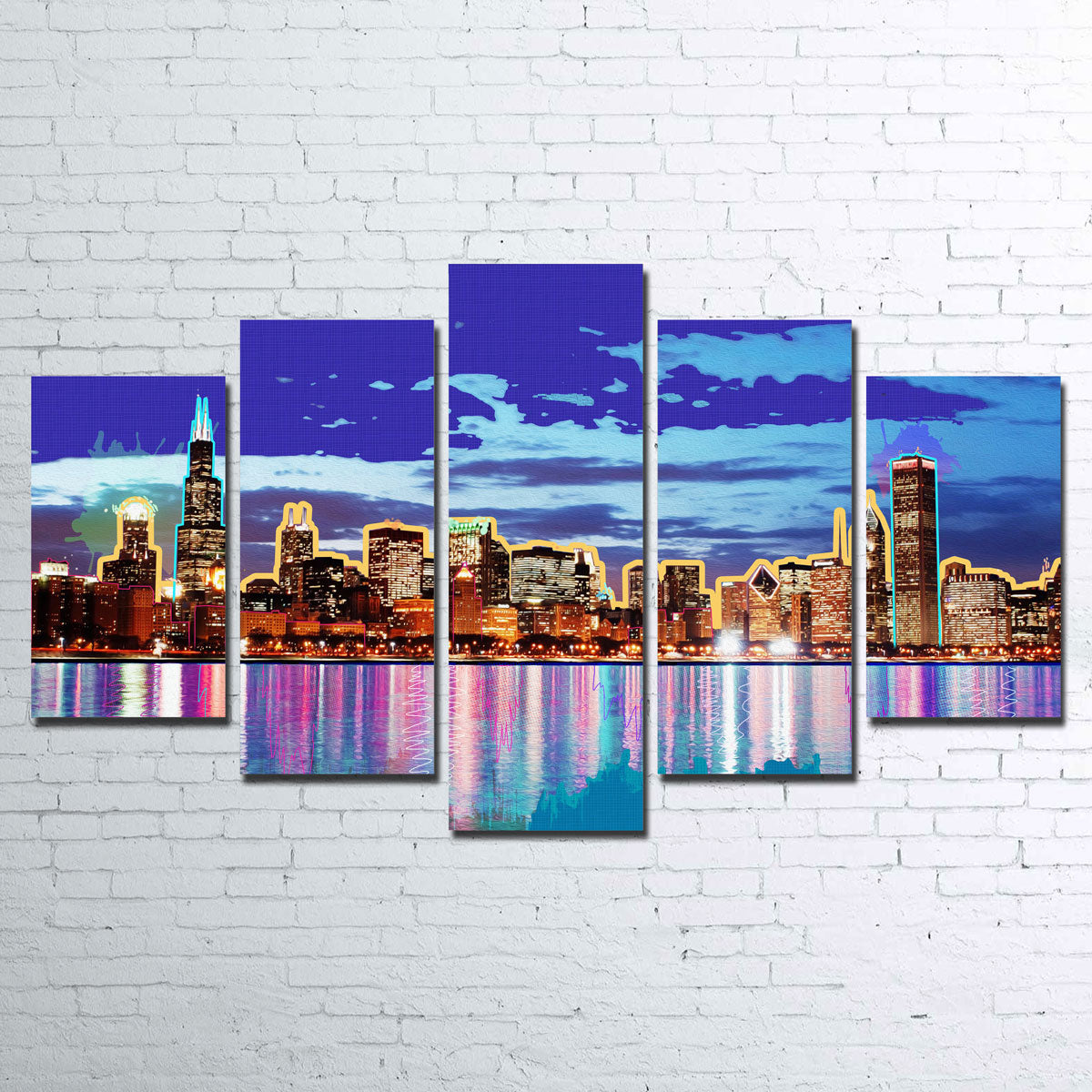 Stunning Neon Chicago Skyline Wall Art for Modern Decor
