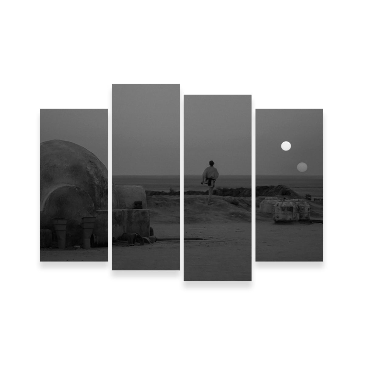 Stunning Binary Star Wars Sunset Grayscale Wall Art for Your Home Decor