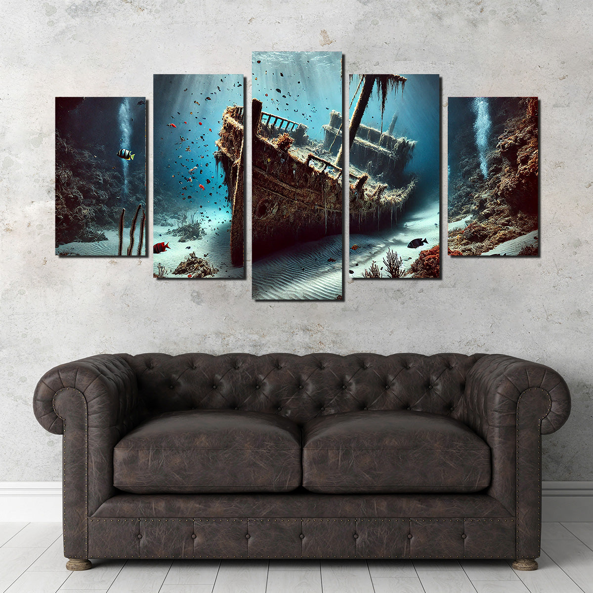 Enchanting Shipwreck on Ocean Floor Wall Art